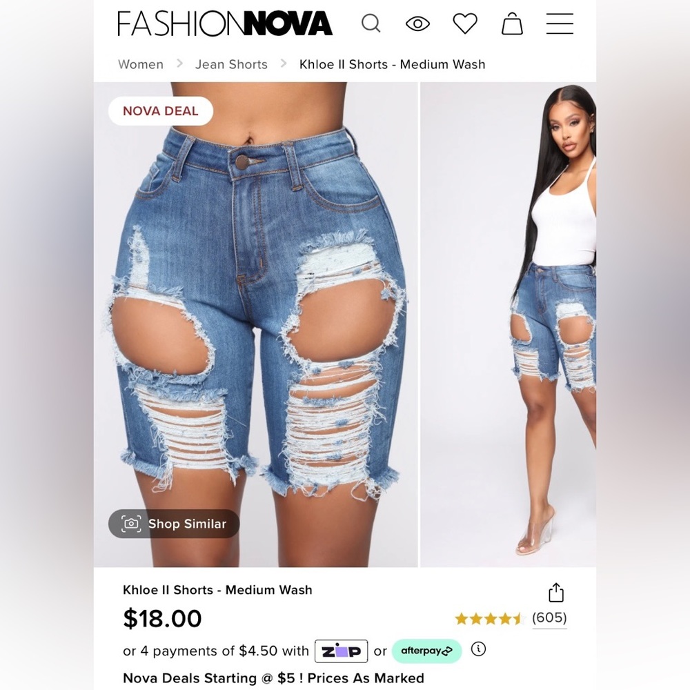 ‘Fashion Nova Khloe II Shorts’ high-waisted very ripped baby Blue jean shorts!